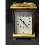 Clocks: 20th cent. 8 day Bayard brass carriage clock, white enamelled face with Roman numerals,