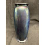 Ruskin. Iridescent 'Kingfisher' vase, impressed to base Ruskin England 1920. Height 6?ins.