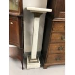 19th cent. White marble Egyptian revival pedestal stand on a square base. 40ins. x 11ins.