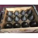 Militaria: Box of twelve No. 59 Mk 4 bomb nose cones. In original fitted wooden crate with lid,