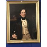 19th cent. English School: Oil on canvas of a gentleman 25ins. x 35ins.