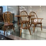 20th cent. Norman Jones Sweet chestnut miniature furniture, refectory table 10ins x 5ins, wheel lock