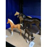 Beswick: Palomino Race Horse, gloss finish, Bois Roussel, gloss finish, Royal Doulton Foal, standing