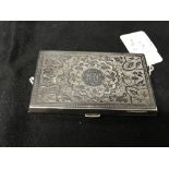 Hallmarked Silver: Card case, hinged. Hallmarked Birmingham 1882. 17.5oz. 2ins. x 3¼ins.