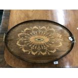 Late 19th/early 20th cent. Mahogany oval serving tray with inlay, in the neo-classical style.