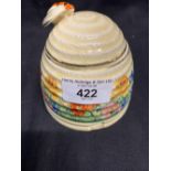 Pottery & Porcelain: Clarice Cliff Newport Pottery honey pot in the form of a beehive. Chip to lid.