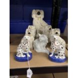 20th cent. Ceramics: Beswick Comfort Dogs 4½ins, Royal Doulton 10ins, Zanolli Dalmatian Dogs on oval