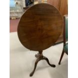 18th cent. Mahogany tripod table with birdcage tilt mechanism, and twisted sun barrel column