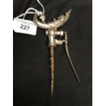Corkscrews/Wine Collectables: 19th cent. Fine French silver screw, mounted lever action champagne or