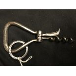 Corkscrews/Wine Collectables: 19th cent. French steel folding bow corkscrew with fluted helix screw,
