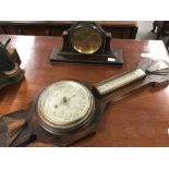 Scientific Instruments: Cooper of Worcester brass faced bakelite desk barometer plus an oak wall