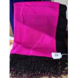 Fashion: Amanda Suarez pashmina fuschia pink with black bead fringe. Boxed.