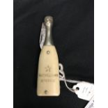 Corkscrews/Wine Collectables: Champagne bottle, bone body over steel, 2 blades, marked Moet &