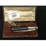 Corkscrews/Wine Collectables: Champagne screw, silver and horn bottle shaped knife and screw