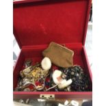 Jewellery: Assorted costume jewellery including 9ct. earring fittings (4 Boxes and 1 purse).