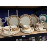 20th cent. Ceramics: Midwinter Stonehenge brown leaf pattern part dinner service comprising dinner