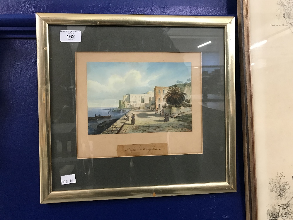 19th cent. Grand Tour Italian School: Watercolour on paper 'Naples'. 8ins. x 5ins.