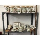 Ceramics: Portmeirion, large selection to include numerous canisters with lids, cheese cutter,