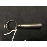 Corkscrews/Wine Collectables: 18th cent. English steel travelling screw with seal. Ring pull