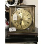 Clocks: 20th cent. Onyx, brass and treen electronic Metamec clock.