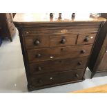 19th cent. Mahogany chest of three short over three long drawers, with inlaid shell motif. 42ins.