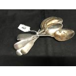 Hallmarked Silver: Georgian harlequin dessert spoons, various London makers including Charles Boyton
