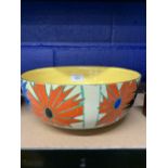 Clarice Cliff: Fantasque 1929-30 bowl - umbrella pattern, unusual red, blue and black decoration.