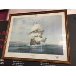 Prints: Robert Taylor signed print of The Golden Hinde. 20ins. x 16ins.