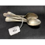 Hallmarked Silver: Old English pattern teaspoons, with sailing ship on back of bowl. Hallmarked