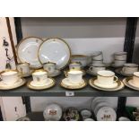 19th cent. Wedgwood gilt banded, 6 place setting, tea set with armorial decoration (22 pieces)
