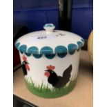 20th cent. Ceramics: Griselda Hill (Wemyss Ware) preserve pot decorated with black chickens, date