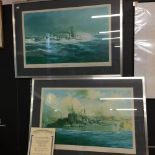 Limited Edition Prints: Robert Taylor signed prints of HMS Cavalier and HMS Kelly No. 376/2000. Both