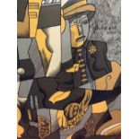 Fashion: Picasso silk scarf in shades of ochre, black, green, khaki, white and yellow, Picasso