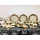 20th cent. Ceramics: Midwinter Stonehenge orange leaf pattern part dinner service comprising