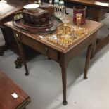 Late 18th/early 19th cent. oak side table with single drawer on club foot supports. 30ins.