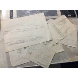 Ellis Family Archive - Clifford Ellis 1907-1985: Series of 6 pencil proprietary sketches, some