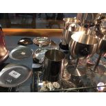 Automobilia: A selection of plate tankard, trophies, ashtrays, pin dishes, and five stainless