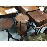 19th cent. Collection of Furniture: Mahogany, single drawer, drop leaf side table, octagonal