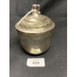 Hallmarked Silver: Tumble cup, hallmarked London 1968. The cup has a later cover of Indian silver,