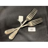 Hallmarked Military Silver: Regimental flatware. Dinner forks bearing the crest of 60th Regt.