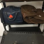 Travel: Hide go-blue portmanteau type. Maker Foresco N.S.W plus a large tan two handled bag,