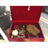 Jewellery: Assorted costume jewellery including 9ct. earring fittings (4 Boxes and 1 purse).