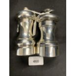 Hallmarked Silver: Salt mills, one hallmarked London 1995, weight 4½oz and on stamped sterling,