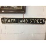 Street Furniture: Late 19th/early 20th cent. cast iron street sign for Lower Lamb Street in Bristol.