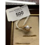 Gold Jewellery: 14ct. yellow (tested) pearl and small sapphire ring. 3.2gms.