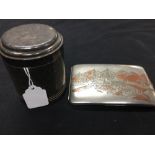 The Thomas E Skidmore Collection: Chinese export silver cigarette case, engraved Pagoda and mountain