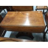 Early 19th cent. William IV, mahogany drop leaf table with a single drawer and a dummy drawer. On