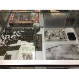 War gaming Napoleonic Wars metal soldiers, British, French mounted on bases. Toolbox containing