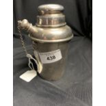 White metal cocktail shaker, marked sterling Shreve Crump & Low Co. Weight 4¾oz.