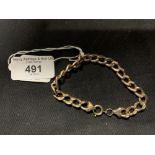 Hallmarked Gold: 9ct. bracelet, hollow curb link, hallmarked Birmingham. Weight 8.7g.